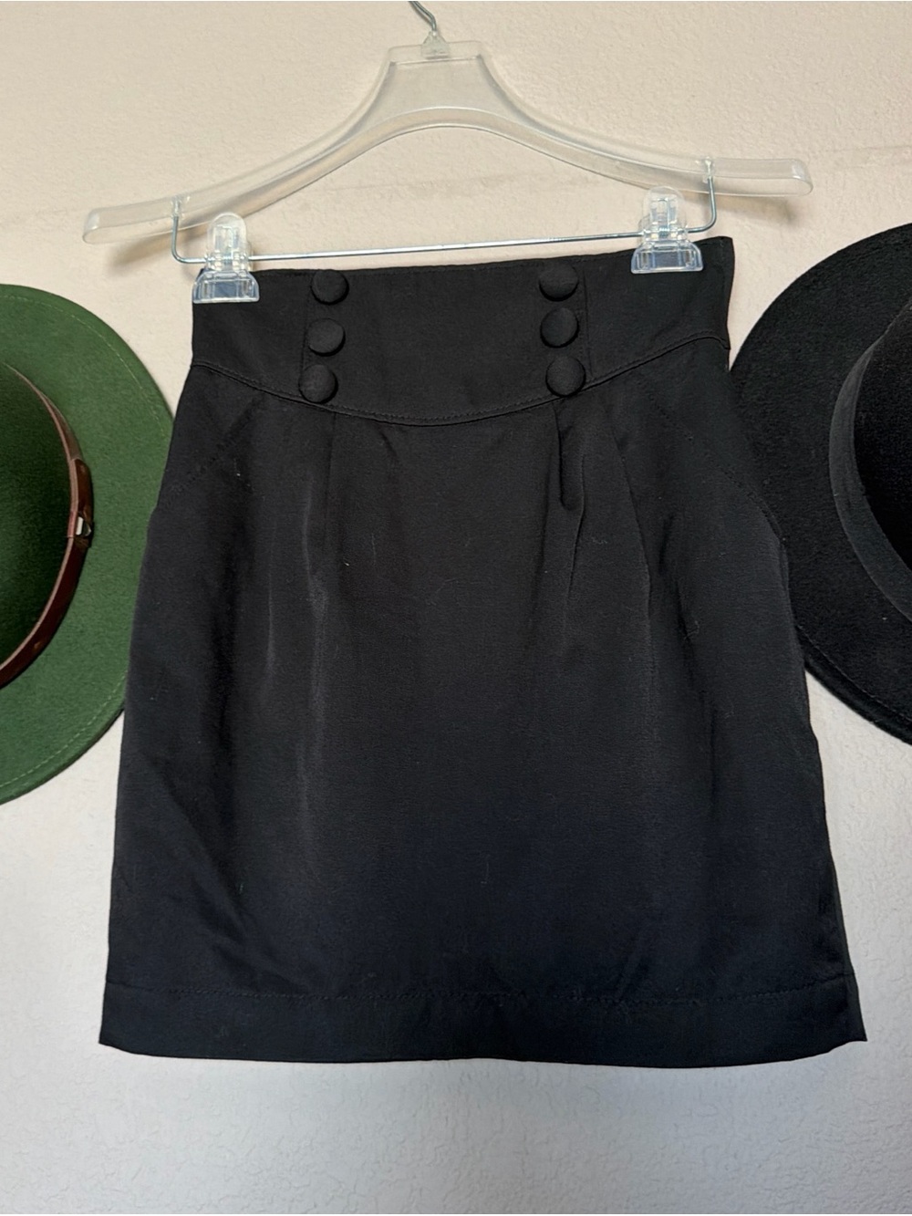 H&M Black High-Waist Mini Skirt with Button Accent